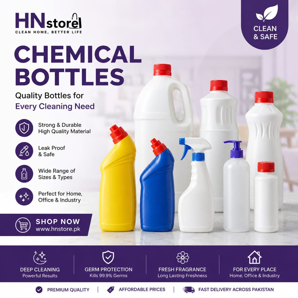 Liquid chemical bottles